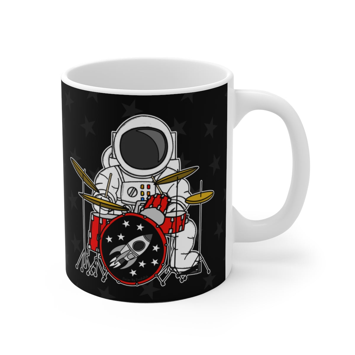 Funny Drummer Mug - Astronaut Playing Drums - Drum Teacher Gift