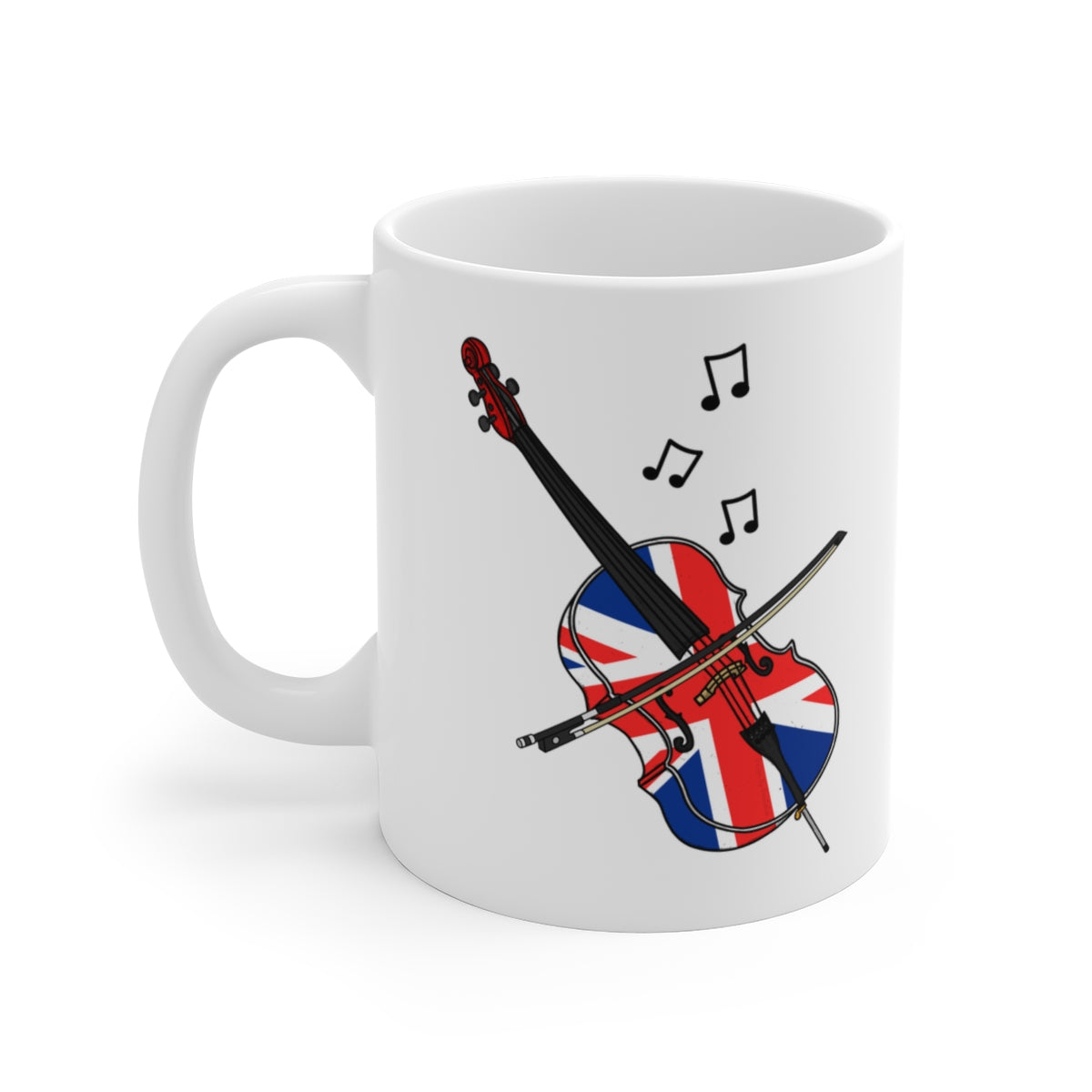 UK Flag Cello Mug - Cellist Gift - Union Jack Cello Mug - British Musician Gift