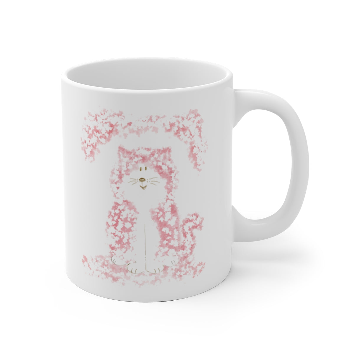 Floral Cat Mug - Cherry Blossom Cat Gift For Her