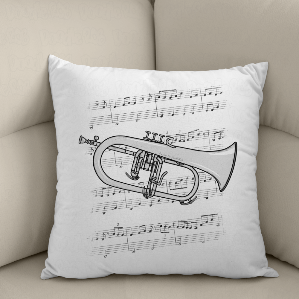 Flugelhorn Cushion - Horn Player Gift - Musician Home Decor - Brass Musician Gift