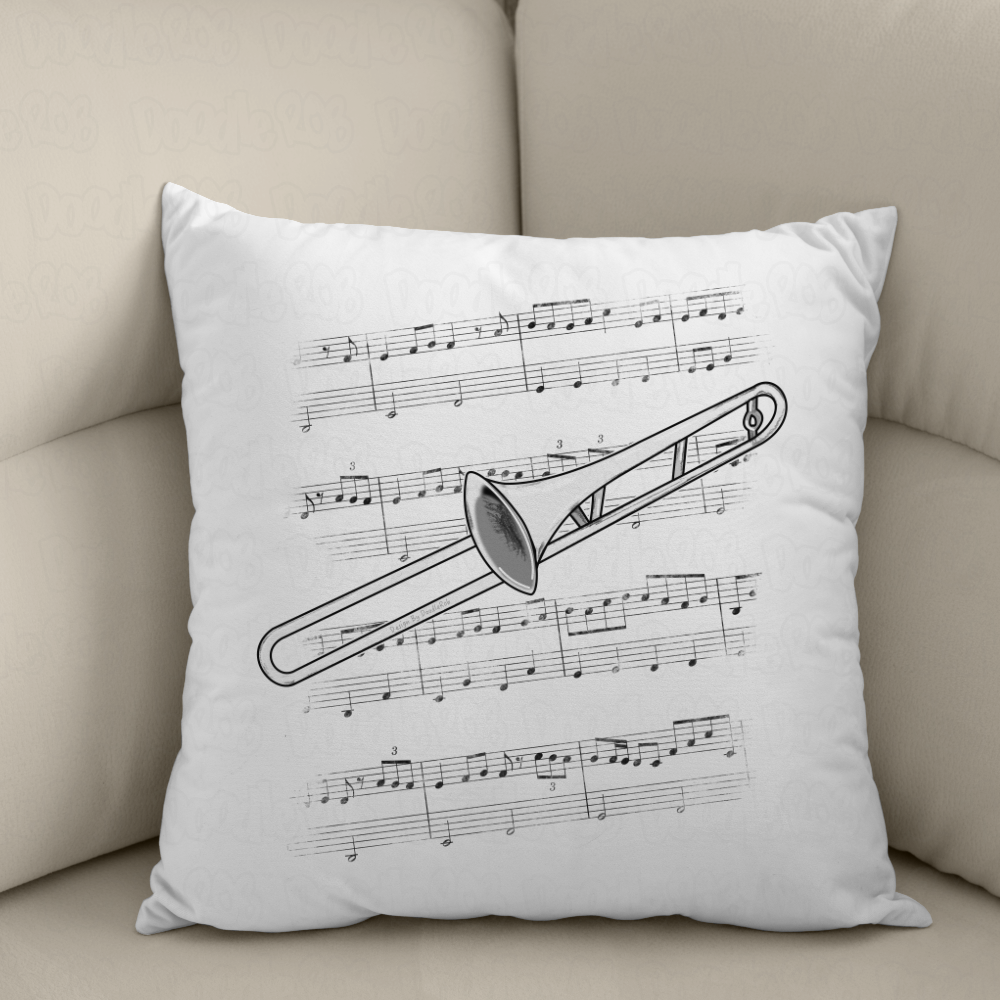 Trombone Cushion - Trombonist Throw Pillow - Brass Musician Home Decor