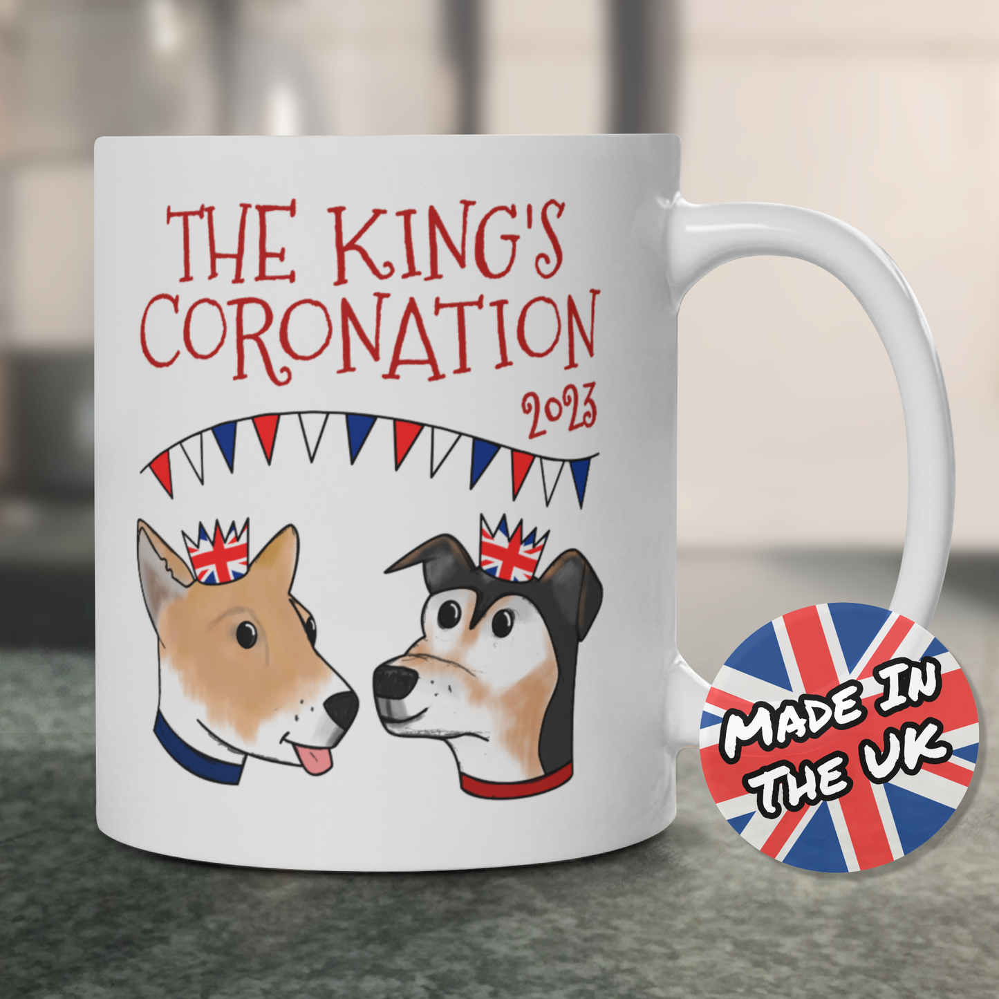 Coronation 2023 Mug - UK Flag Dogs - Souvenir Gift