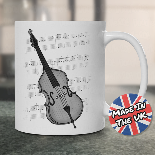 Double Bass Music Notation Mug - Gift For Bassist - Jazz Musician Gift