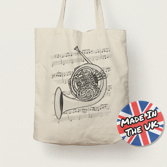 French Horn Tote Bag - Horn Player Bag - Brass Musician Gift