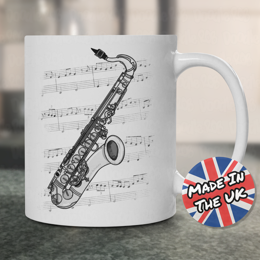 Saxophone Music Notation Mug - Saxophonist Mug - Music Teacher Gift