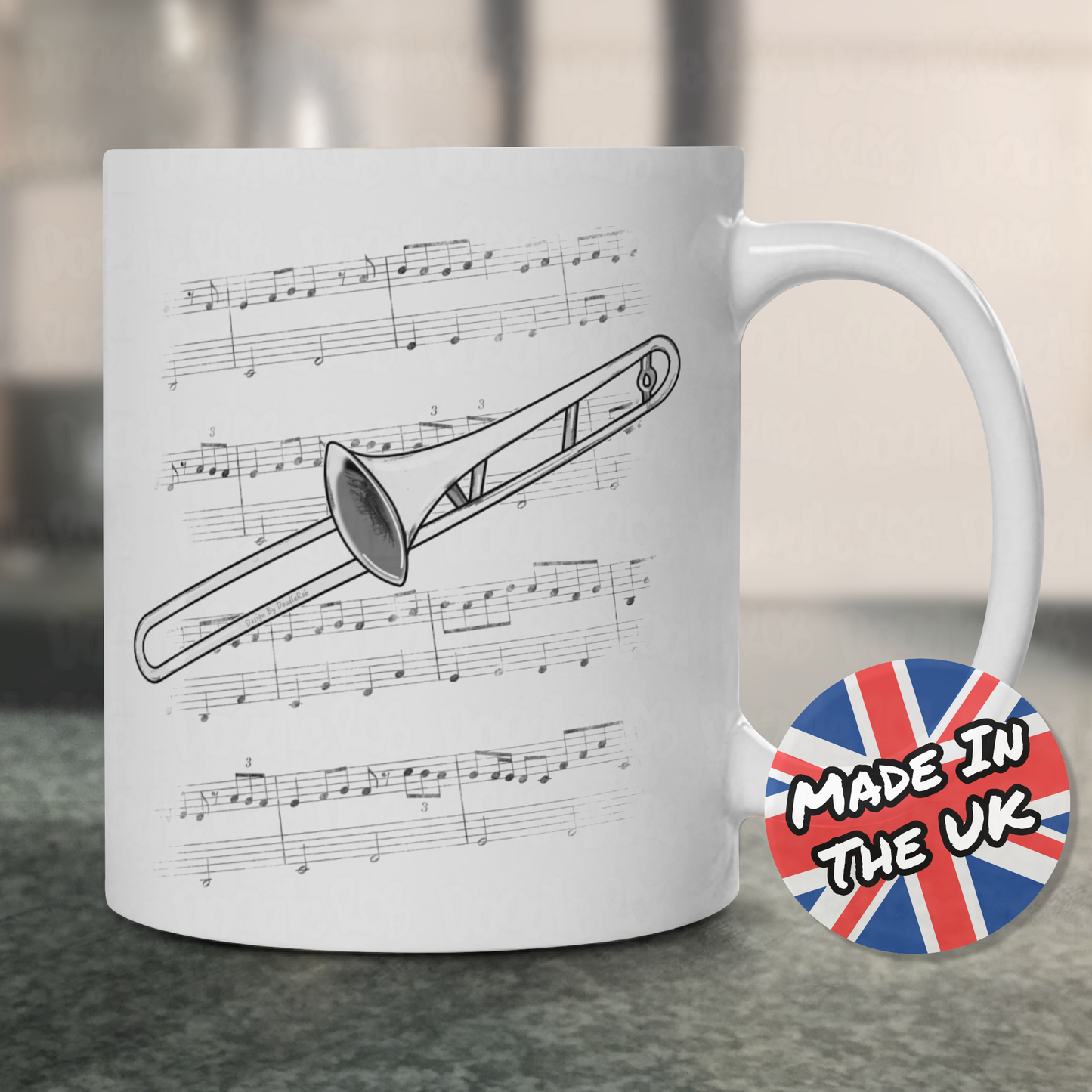 Trombone Music Notation Mug - Gift For Trombonist - Brass Musician Gift