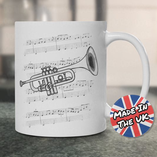 Trumpet Music Notation Mug - Gift For Trumpeter - Brass Musician Gift
