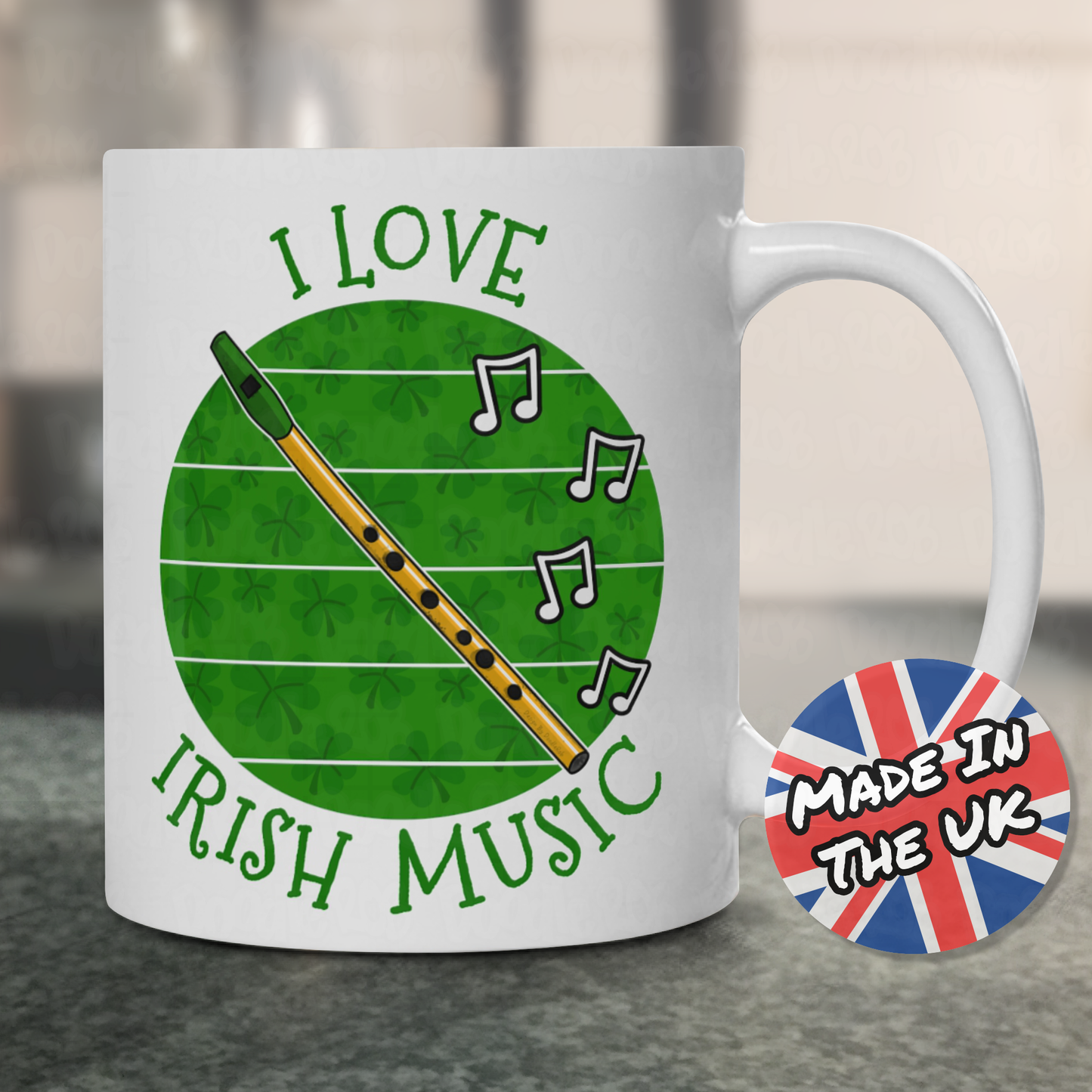 Irish Whistle Mug - I Love Irish Music - Irish Musician Mug - St Patrick's Day Gift