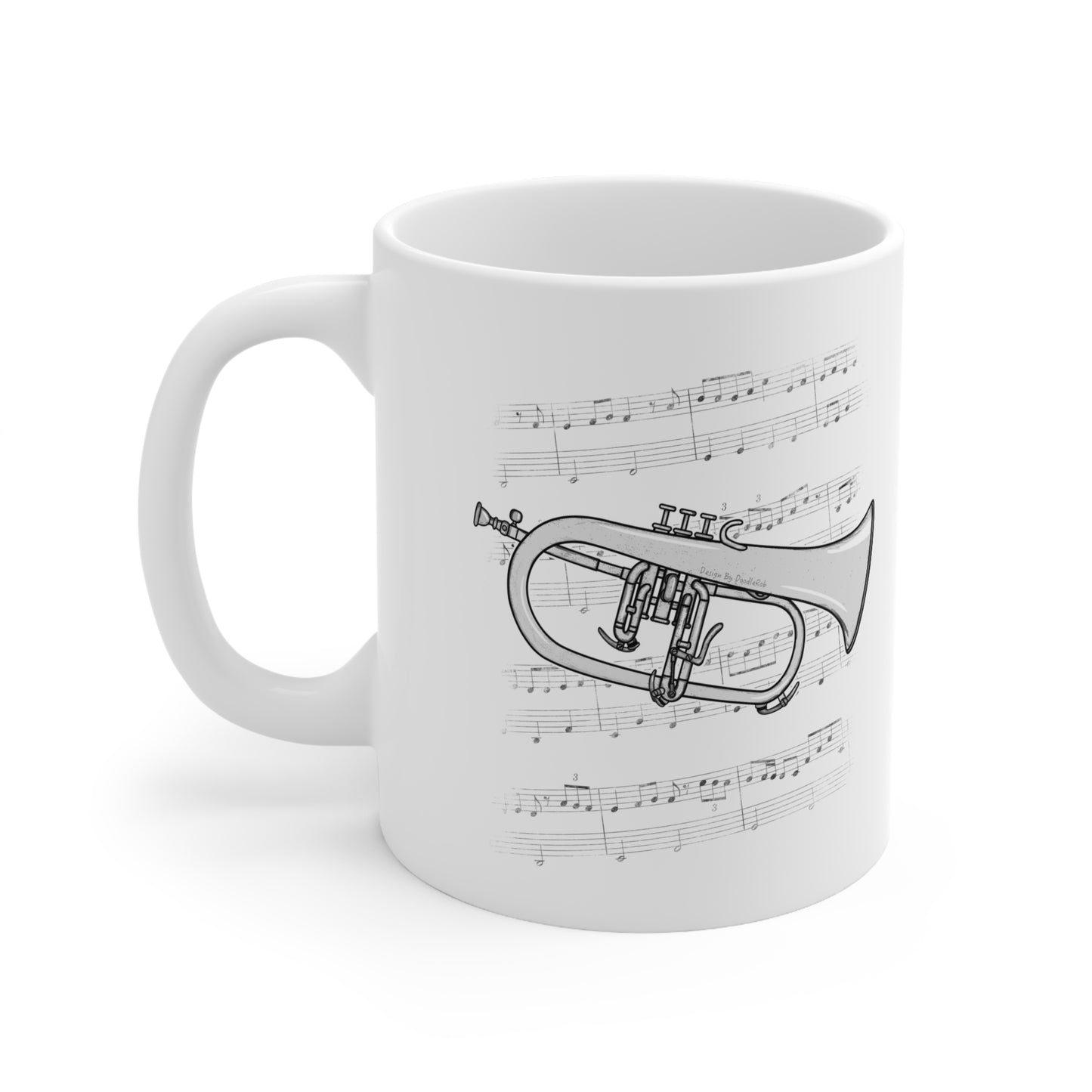 Flugelhorn Music Notation Mug - Gift For Horn Player - Brass Musician Gift