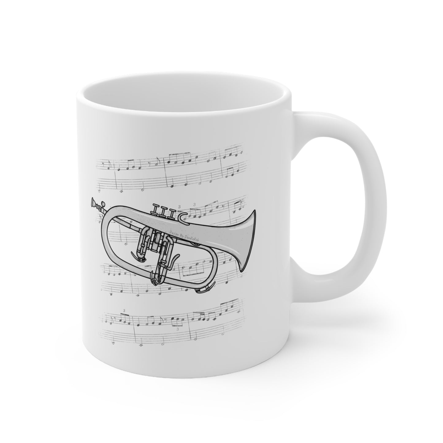 Flugelhorn Music Notation Mug - Gift For Horn Player - Brass Musician Gift