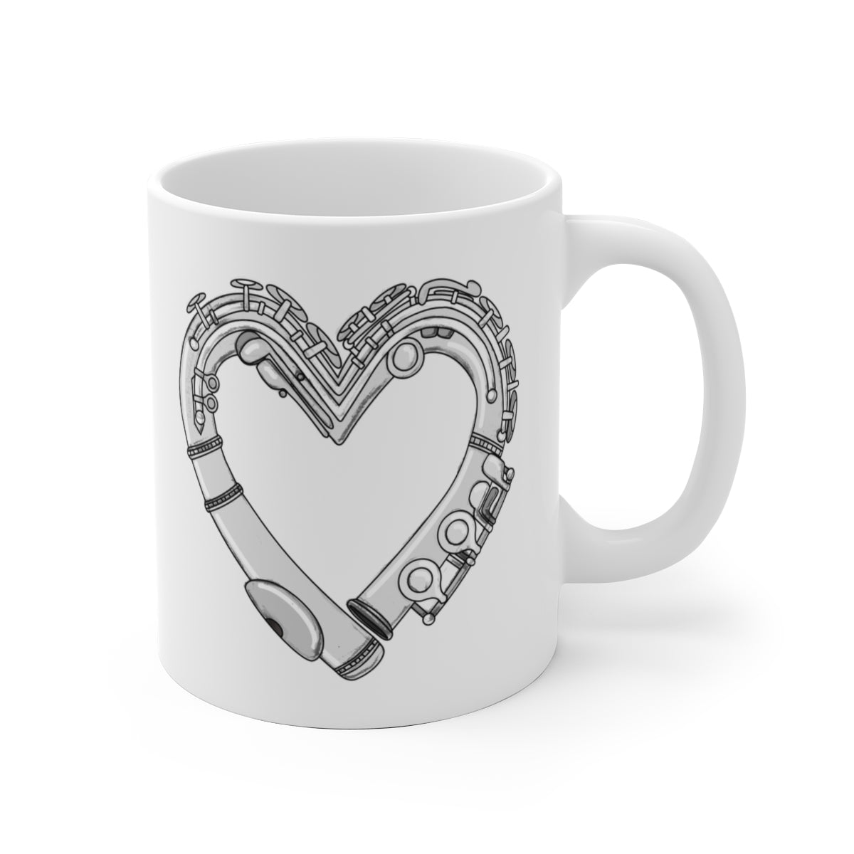 Flute Mug - Heart Shaped Flute - Flautist Mug - Flute Gift For Her