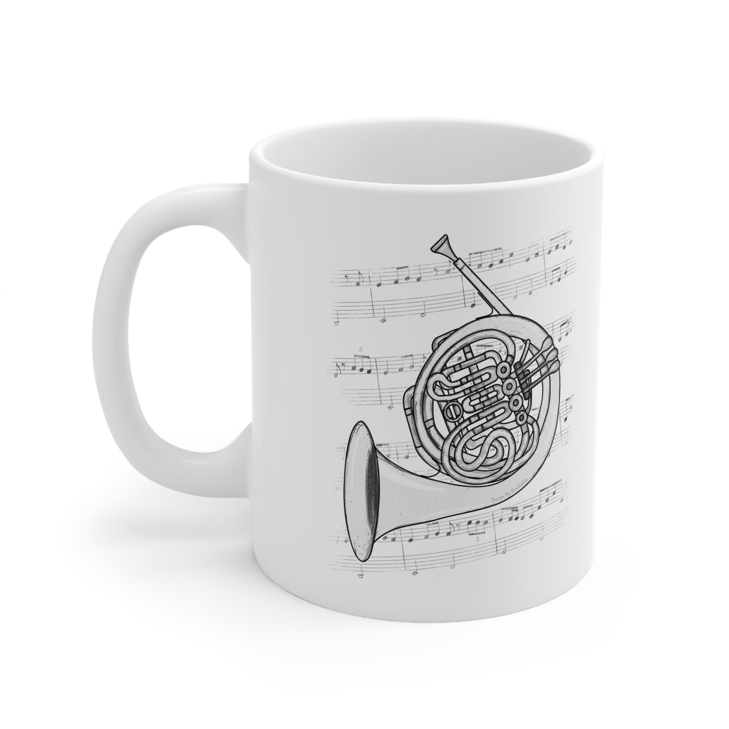 French Horn Music Notation Mug - Horn Player Mug - Brass Musician Gift