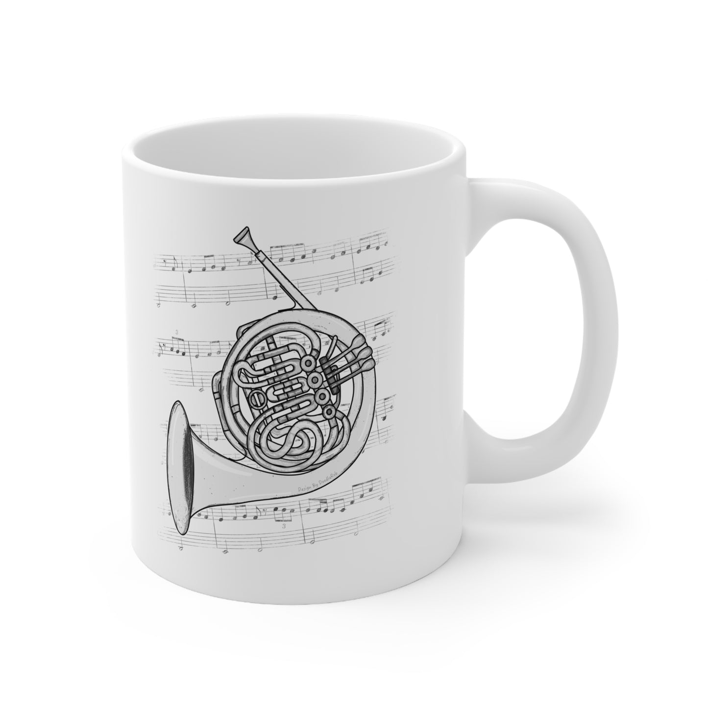 French Horn Music Notation Mug - Horn Player Mug - Brass Musician Gift