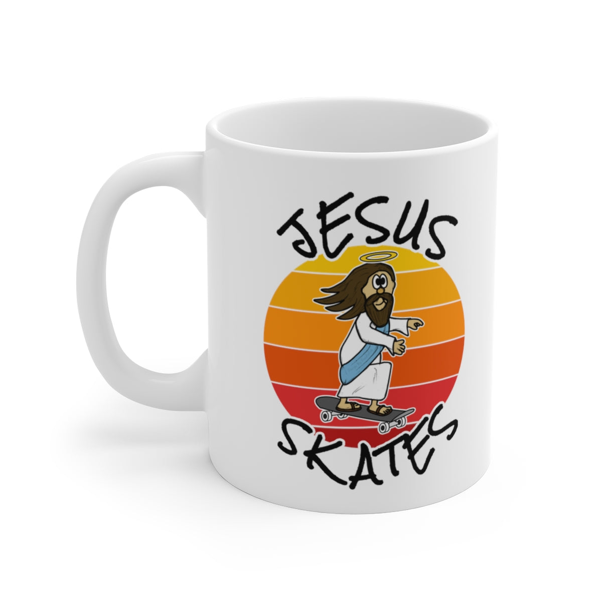 Christian Skateboarder Mug - Jesus Skates - Funny Skateboarding Gift