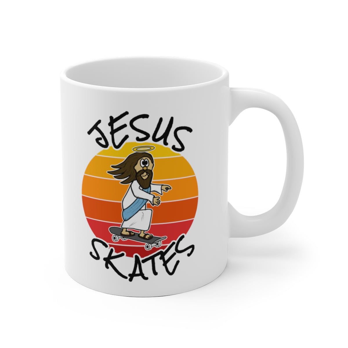 Christian Skateboarder Mug - Jesus Skates - Funny Skateboarding Gift