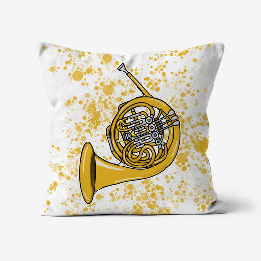 French Horn Cushion - Brass Player Gift - Musician Home Decor