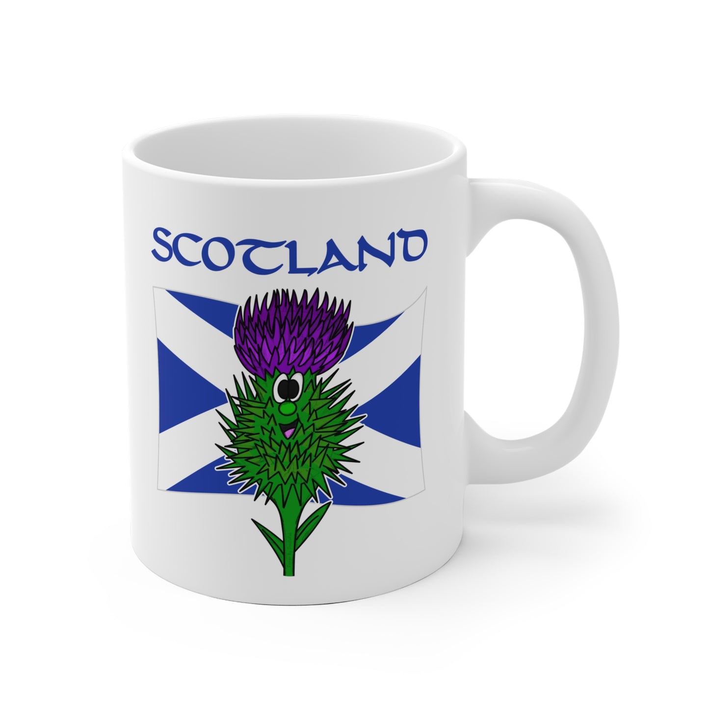 Scottish Flag Thistle Mug - Patriotic Scotland Mug - St Andrew's Day Gift