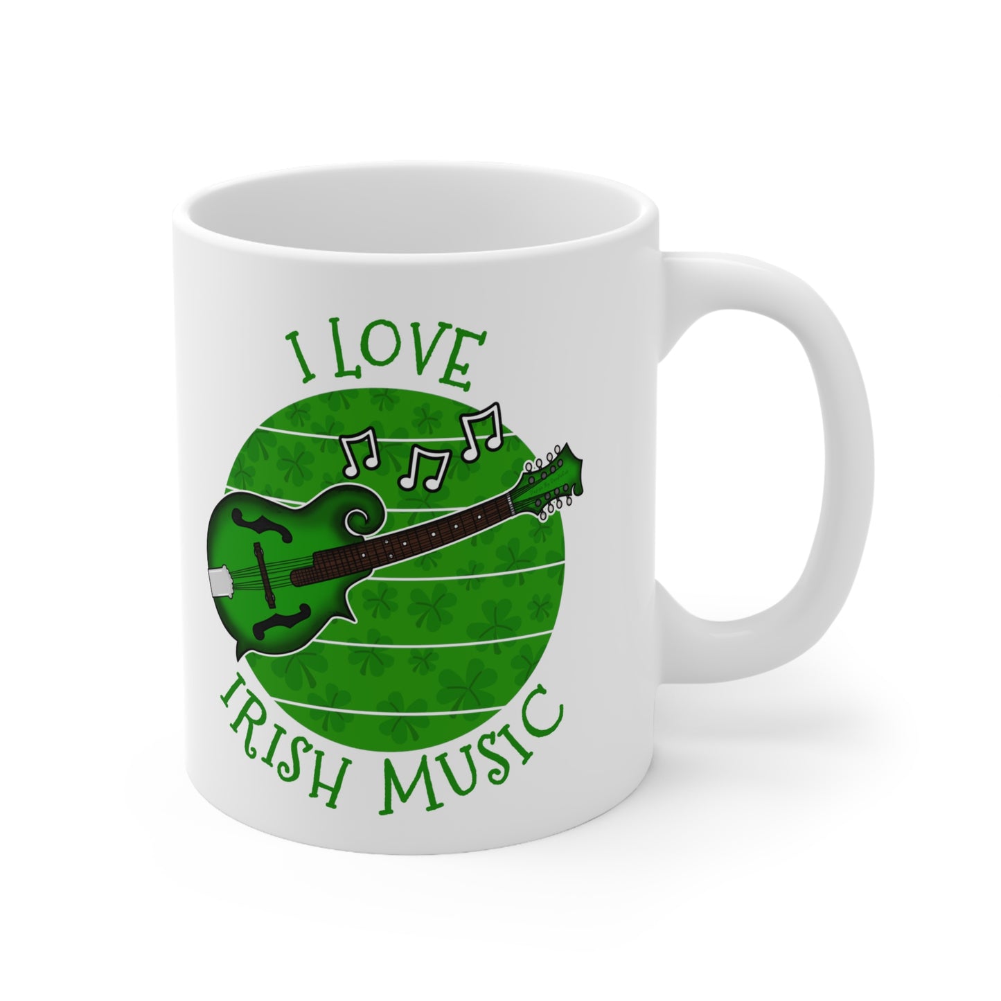 Irish Mandolin Mug - I Love Irish Music - Mandolinist Mug - St Patrick's Day Gift