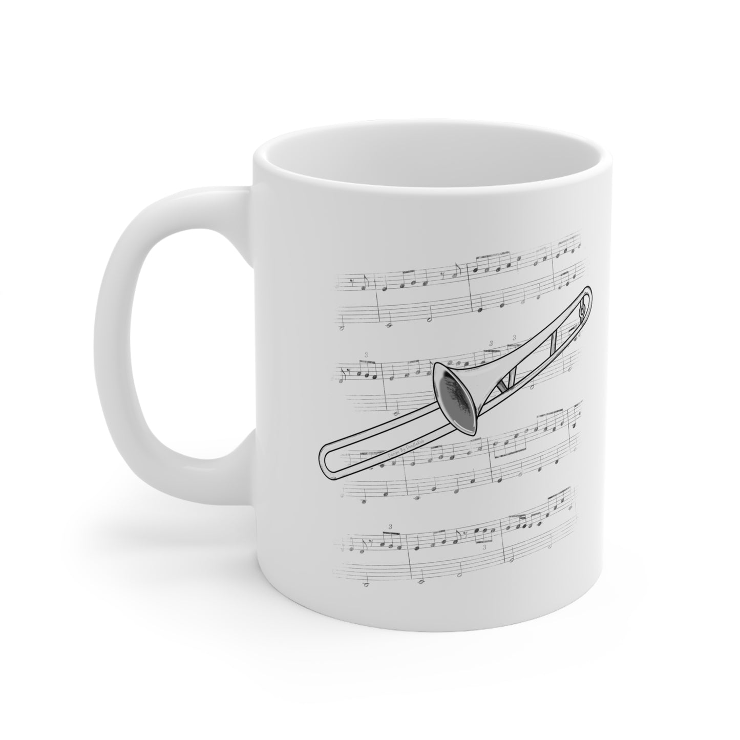 Trombone Music Notation Mug - Gift For Trombonist - Brass Musician Gift