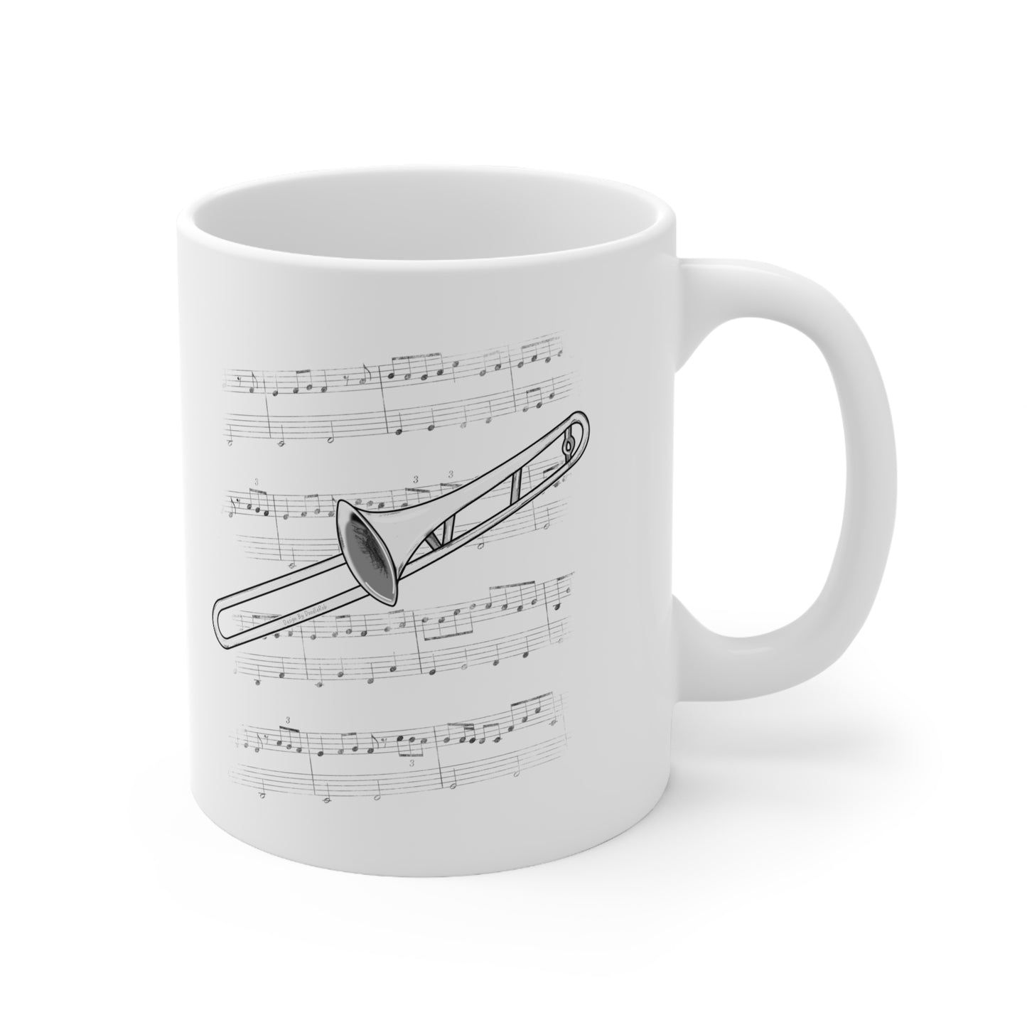 Trombone Music Notation Mug - Gift For Trombonist - Brass Musician Gift