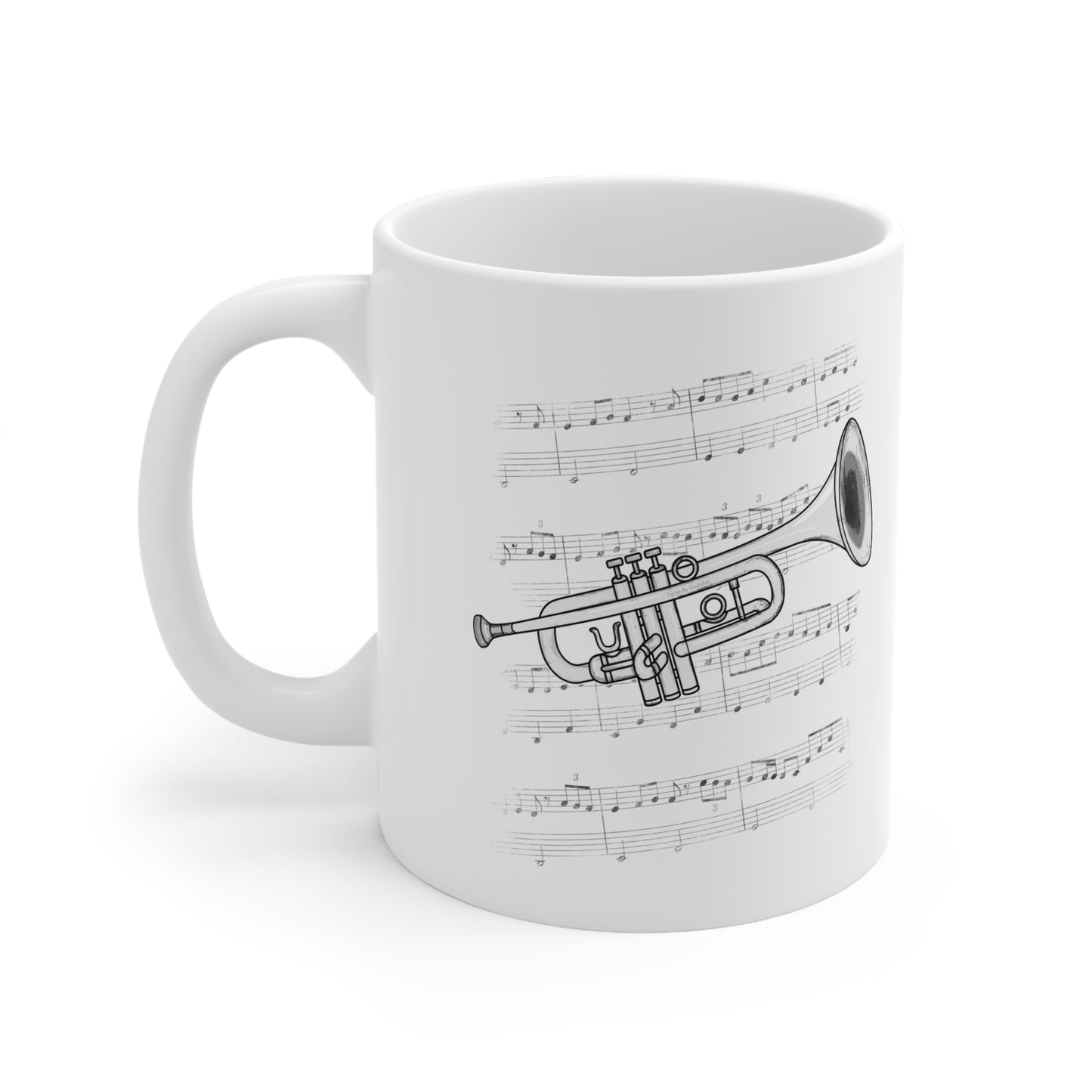 Trumpet Music Notation Mug - Gift For Trumpeter - Brass Musician Gift