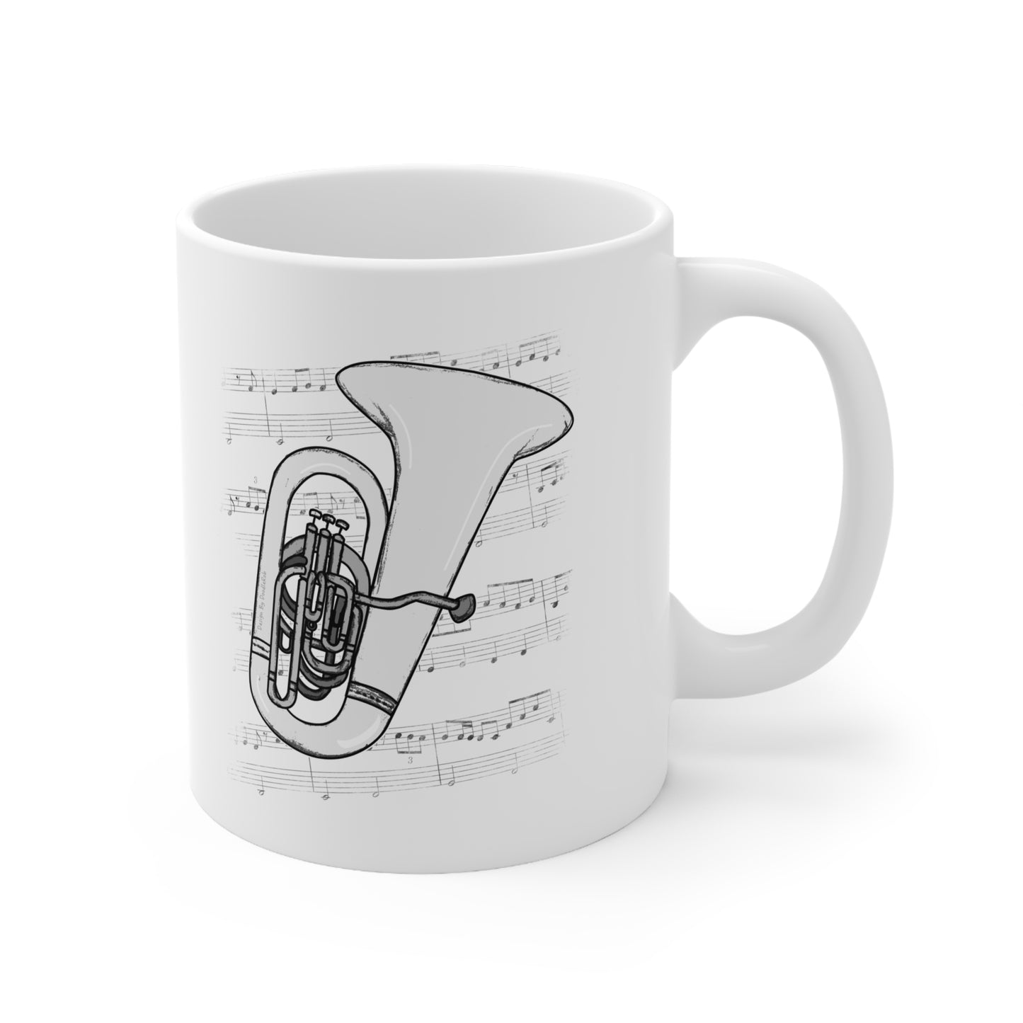 Tuba Music Notation Mug - Gift For Tubaist - Tuba Teacher Mug - Brass Musician Gift