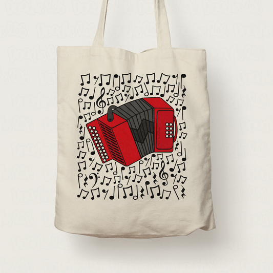 Accordion Musical Notes Tote Bag - Accordionist Gift - Accordion Teacher Folk Musician Gift