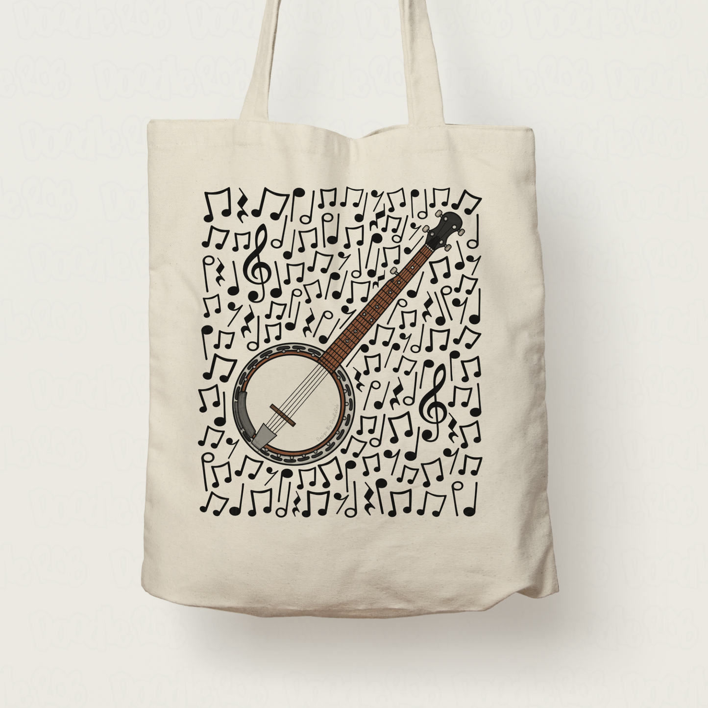 Banjo Musical Notes Tote Bag - Banjoist Gift - Banjo Teacher Folk Musician Tote Bag