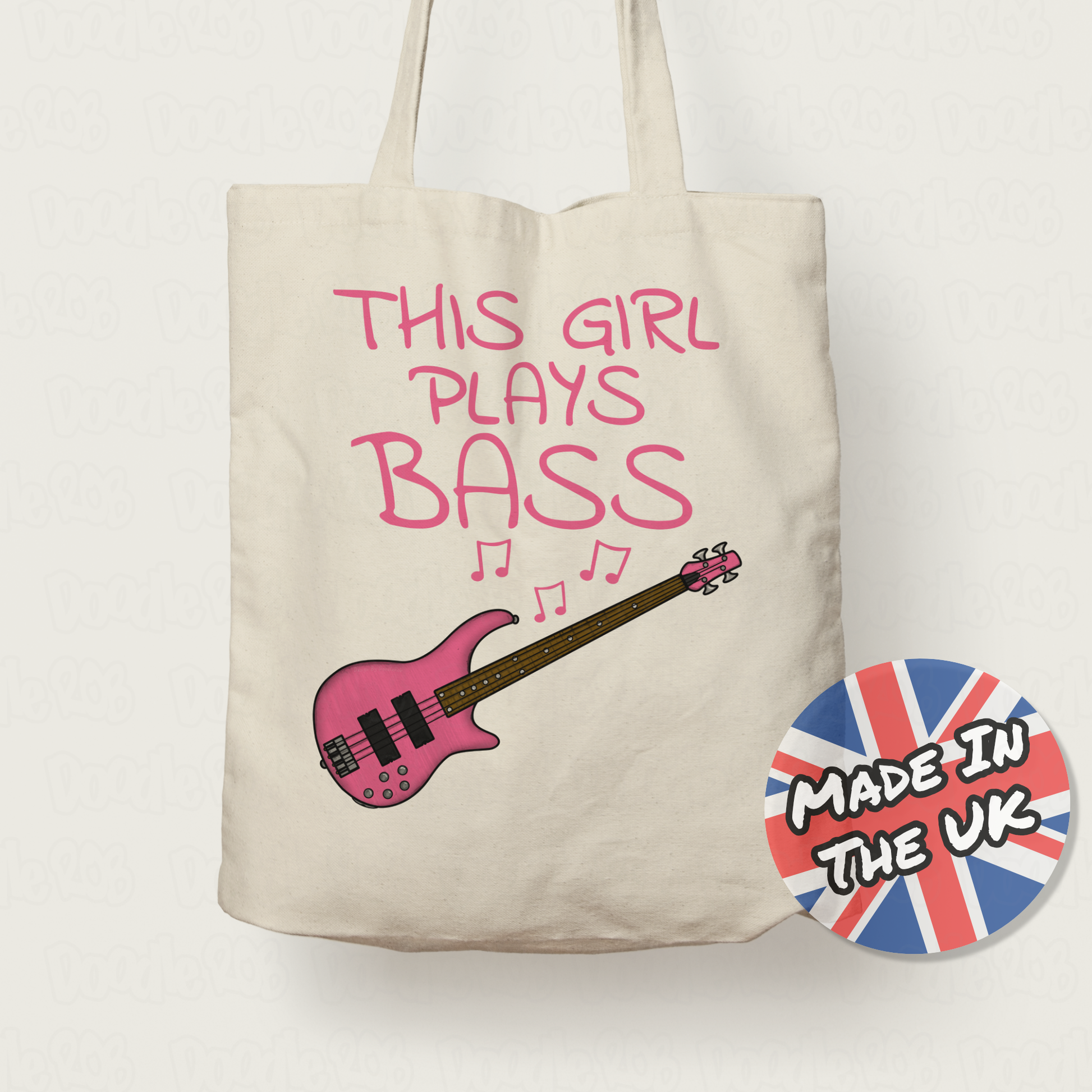 Pink Bass Guitar Tote Bag This Girl Plays Bass Female Bassist
