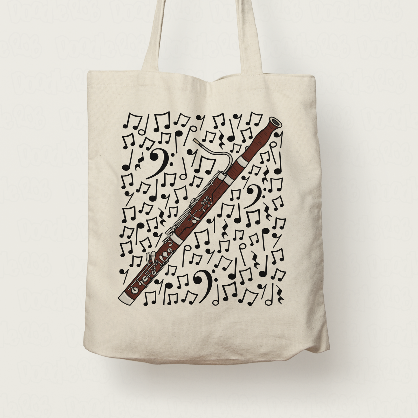 Bassoon Musical Notes Tote Bag - Gift For Bassoonist - Woodwind Musician Orchestra Gift