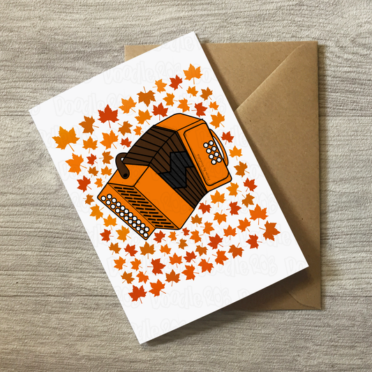 Accordion Autumn Greeting Card - Accordionist Folk Musician Card