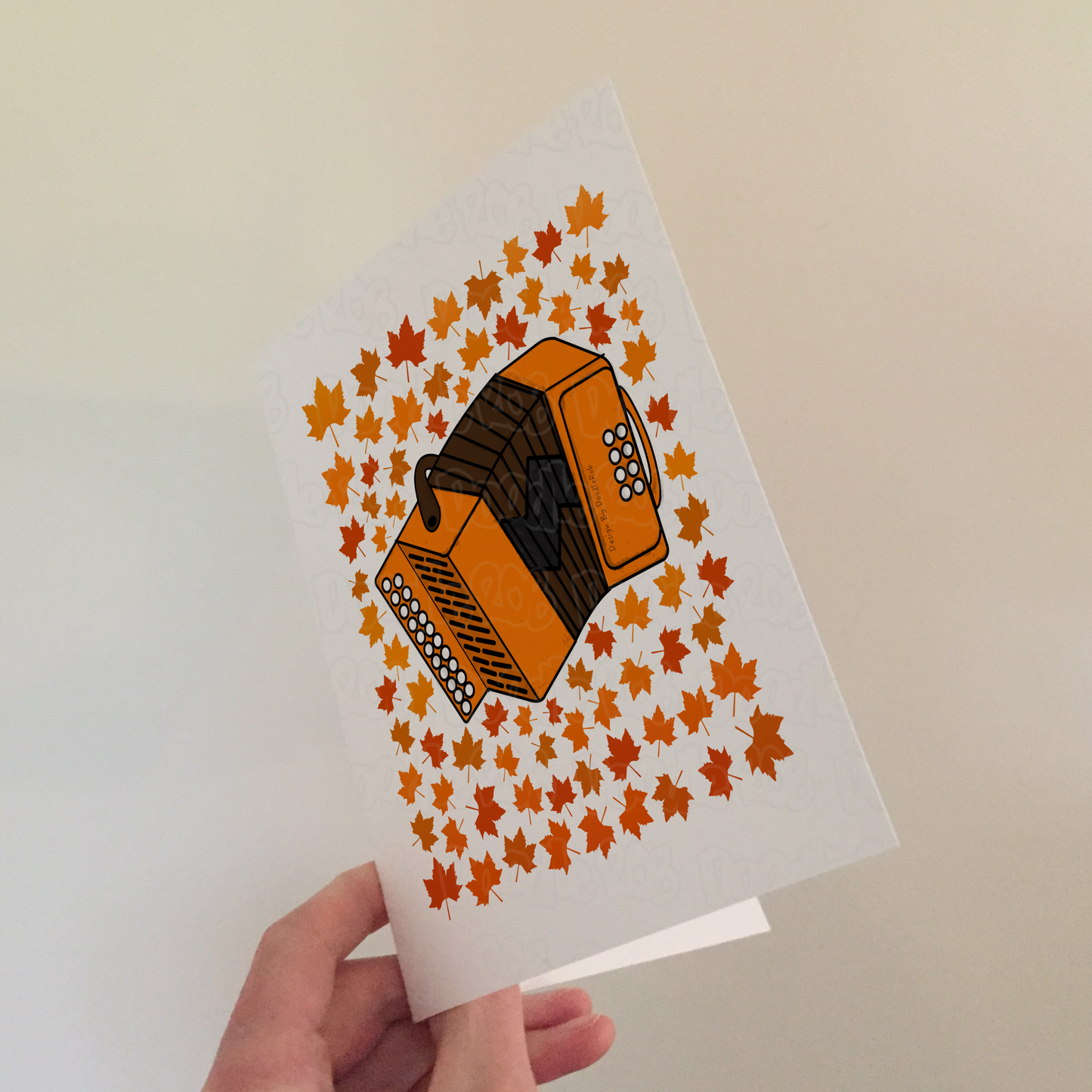 Accordion Autumn Greeting Card - Accordionist Folk Musician Card