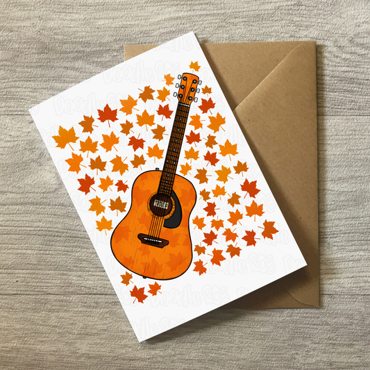 Acoustic Guitar Autumn Greeting Card - Guitarist Musician Card
