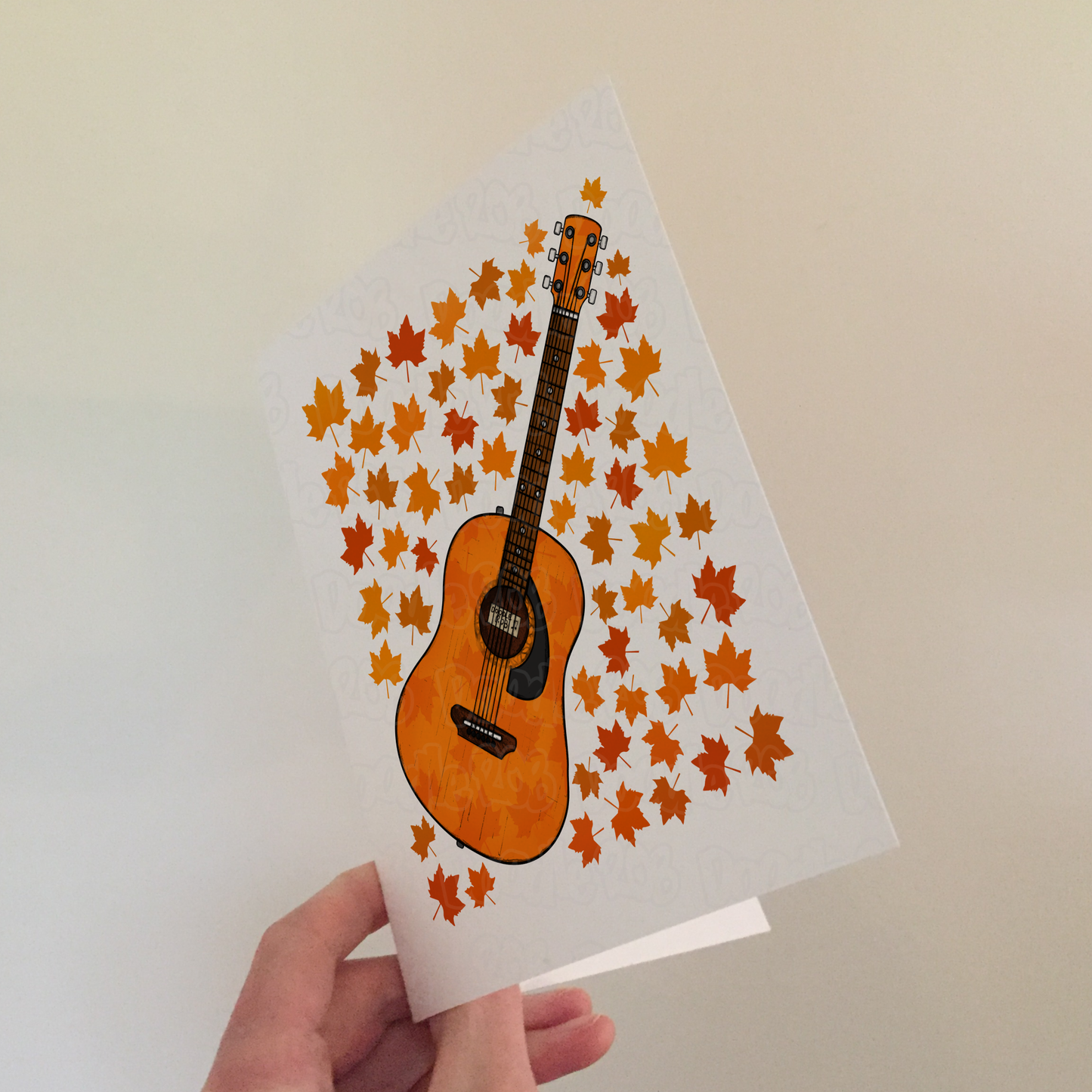 Acoustic Guitar Autumn Greeting Card - Guitarist Musician Card