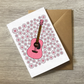 Acoustic Guitar Floral Greeting Card (Pink Flowers) - Female Guitarist - Musician Card For Girl