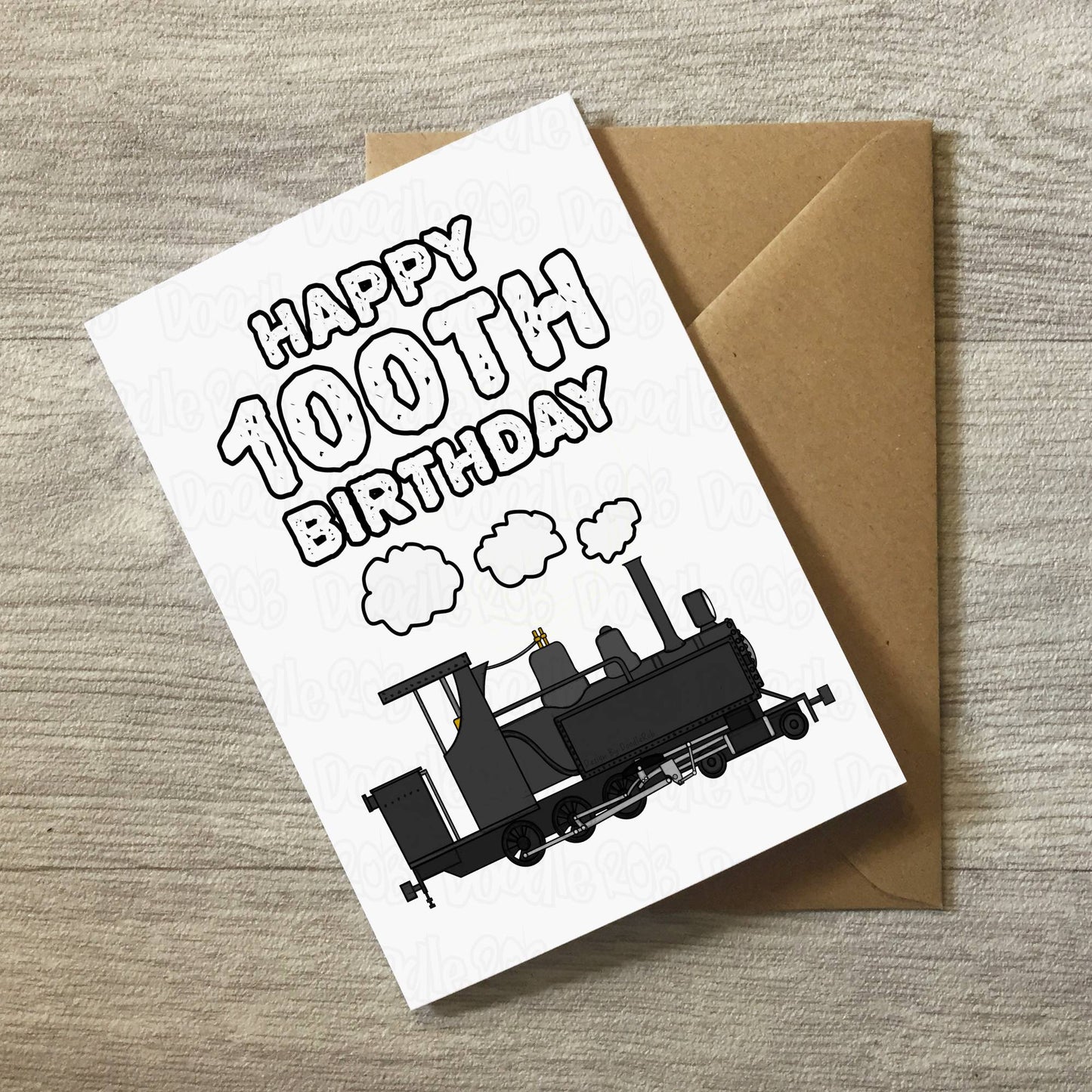 100th Birthday Steam Train Card - Happy 100th Birthday - Rail Enthusiast Birthday Card