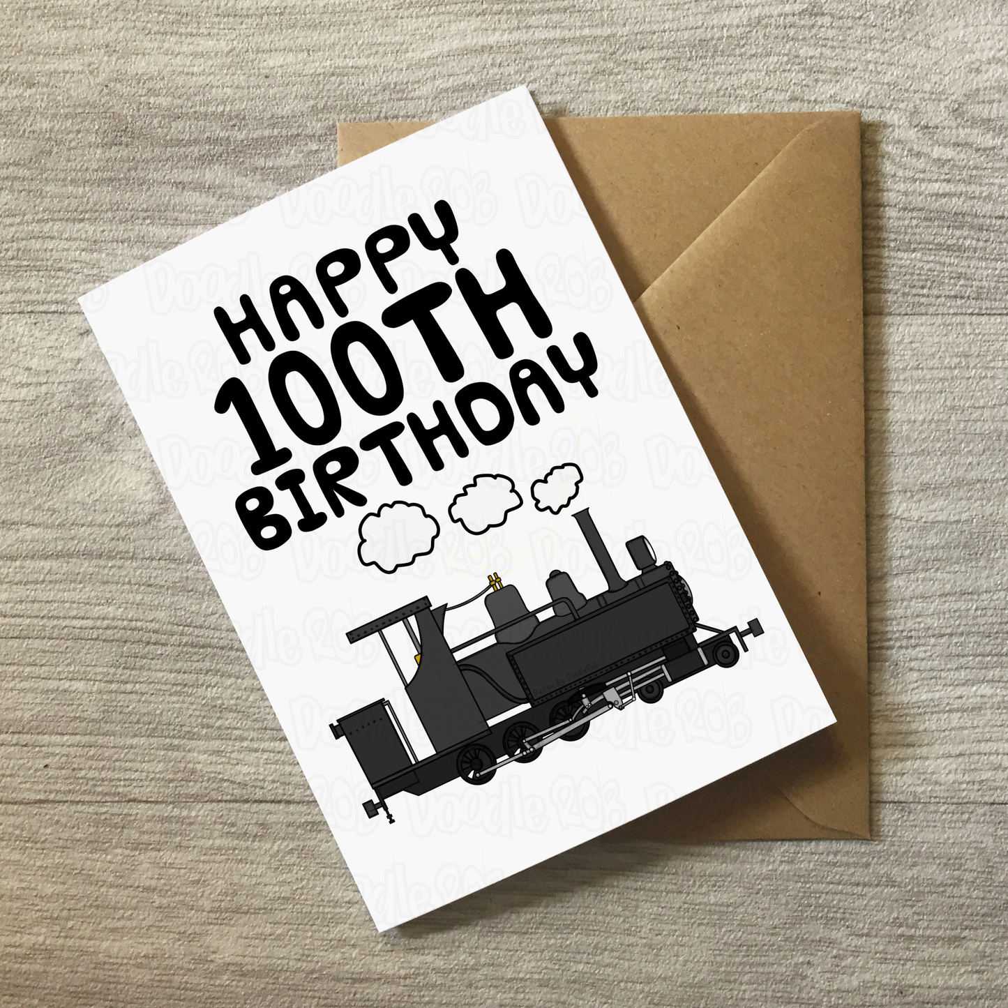 100th Birthday Steam Train Card - Happy 100th Birthday - Rail Enthusiast Birthday Card