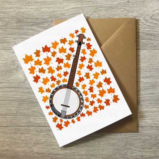 Banjo Autumn Greeting Card - Banjoist Folk Musician Card