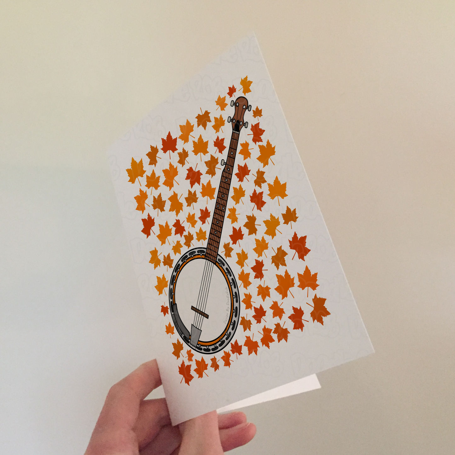 Banjo Autumn Greeting Card - Banjoist Folk Musician Card