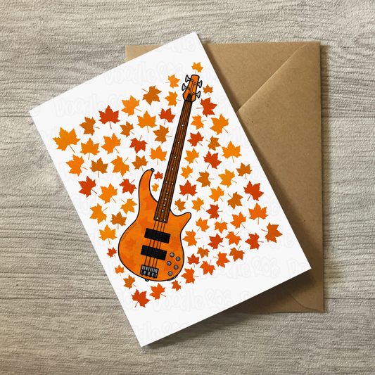 Bass Guitar Autumn Greeting Card - Bassist Musician Card