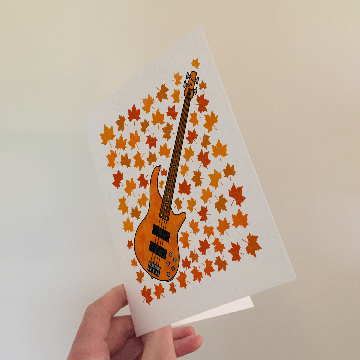 Bass Guitar Autumn Greeting Card - Bassist Musician Card