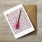 Bass Guitar Floral Greeting Card (Pink Flowers) - Female Bassist - Musician Card For Girl