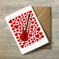 Bass Guitar With Hearts Greeting Card - Bassist Musician Valentines Anniversary Card