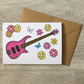 Floral Bass Guitar Greeting Card - Female Bassist