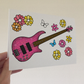 Floral Bass Guitar Greeting Card - Female Bassist