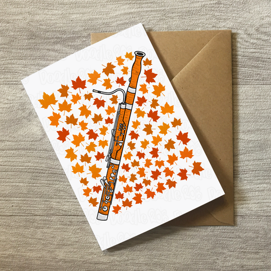 Bassoon Autumn Greeting Card - Bassoonist Woodwind Musician Card