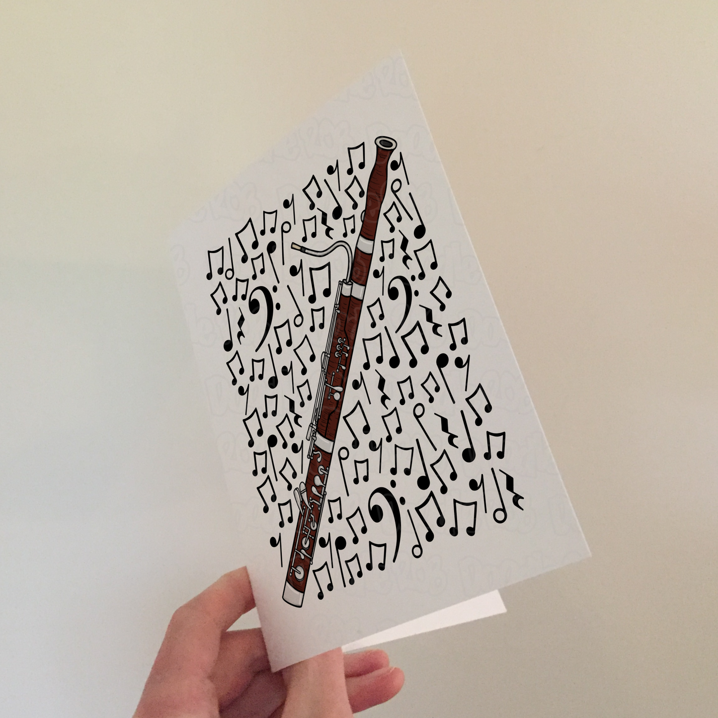 Bassoon Greeting Card (Musical Notes) - Bassoonist Birthday Card - Woodwind Teacher Card