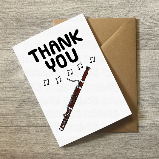 Bassoon Thank You Card - Bassoonist Woodwind Musician - Card For Music Teacher