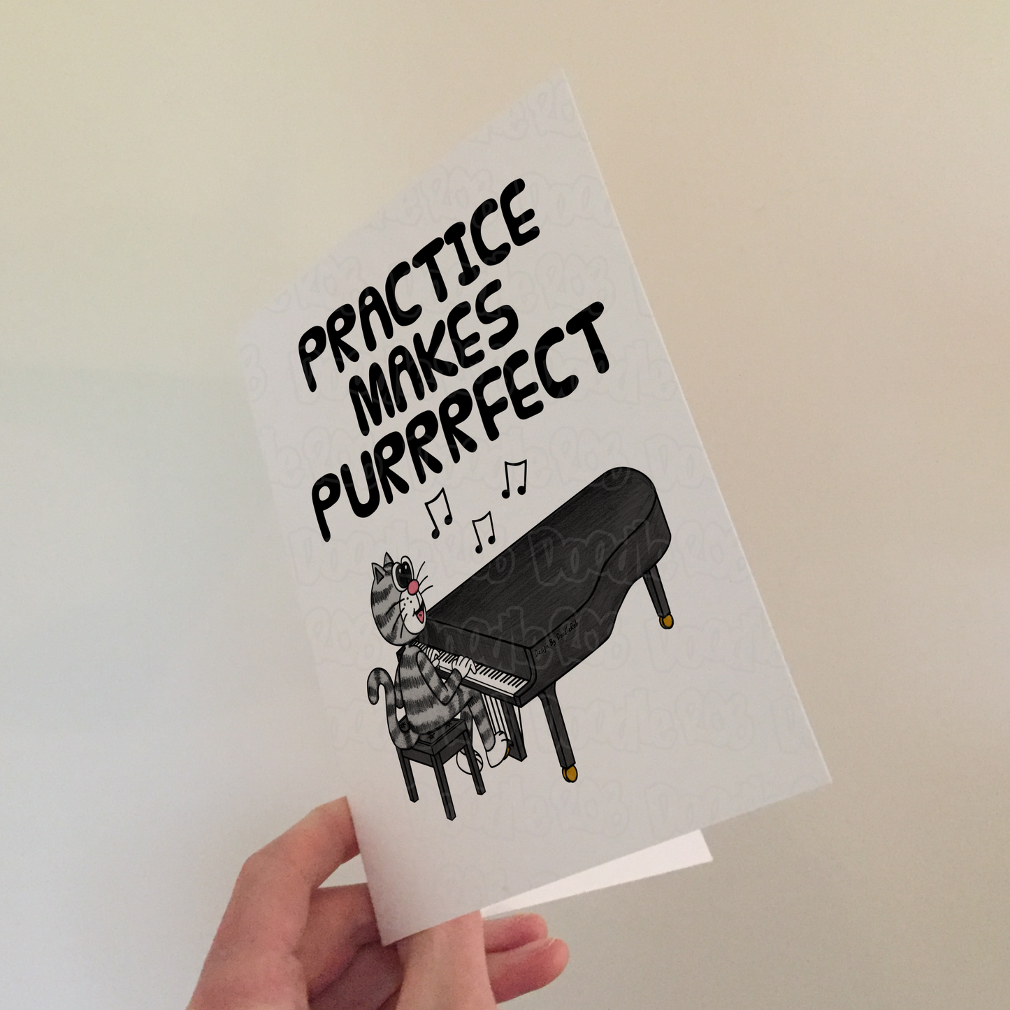 Cat Piano Greeting Card - Practice Makes Purrrfect - Pianist Birthday Card - Funny Music Teacher Card