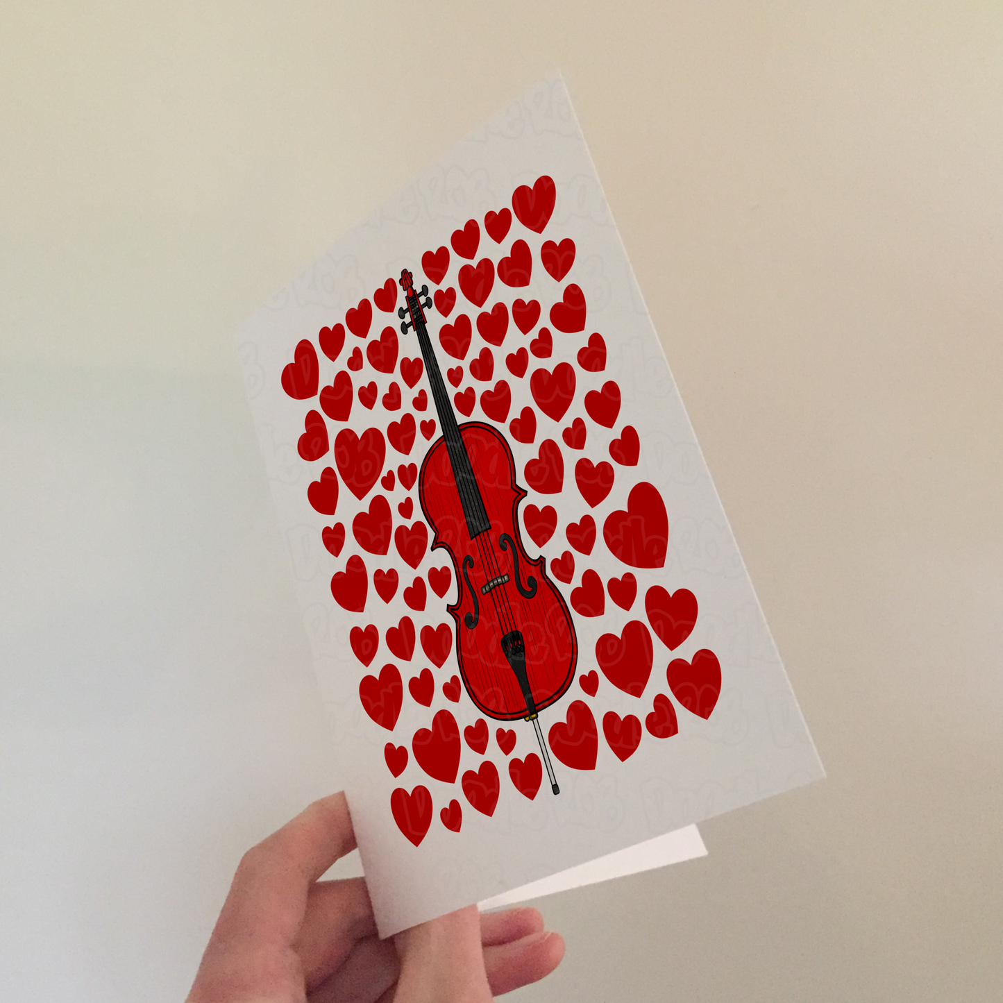 Cello With Hearts Greeting Card - Cellist Musician Valentines Anniversary Card